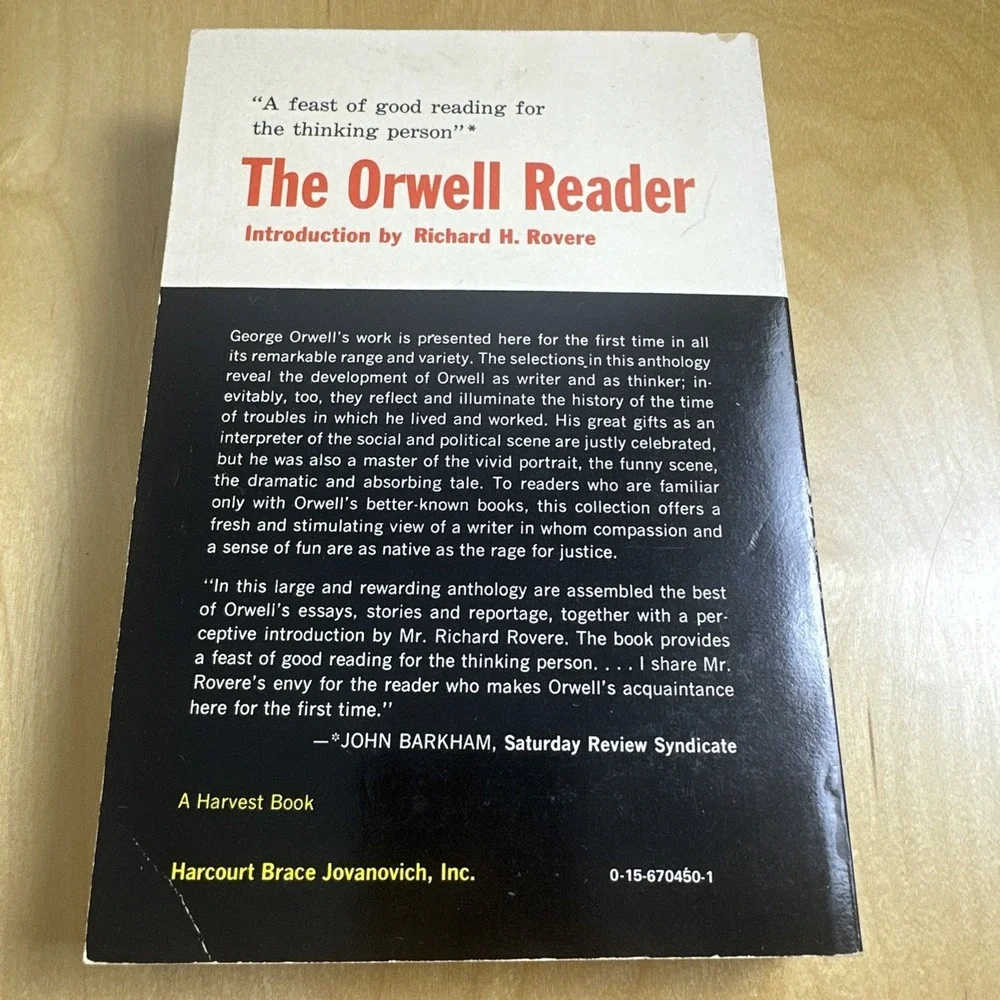 Vtg 1956 The Orwell Reader, George Orwell Paperback